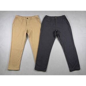 COVE Mens Pants 34x30 Lot of 2 Stretch Chino Khaki Charcoal Elastic Waist